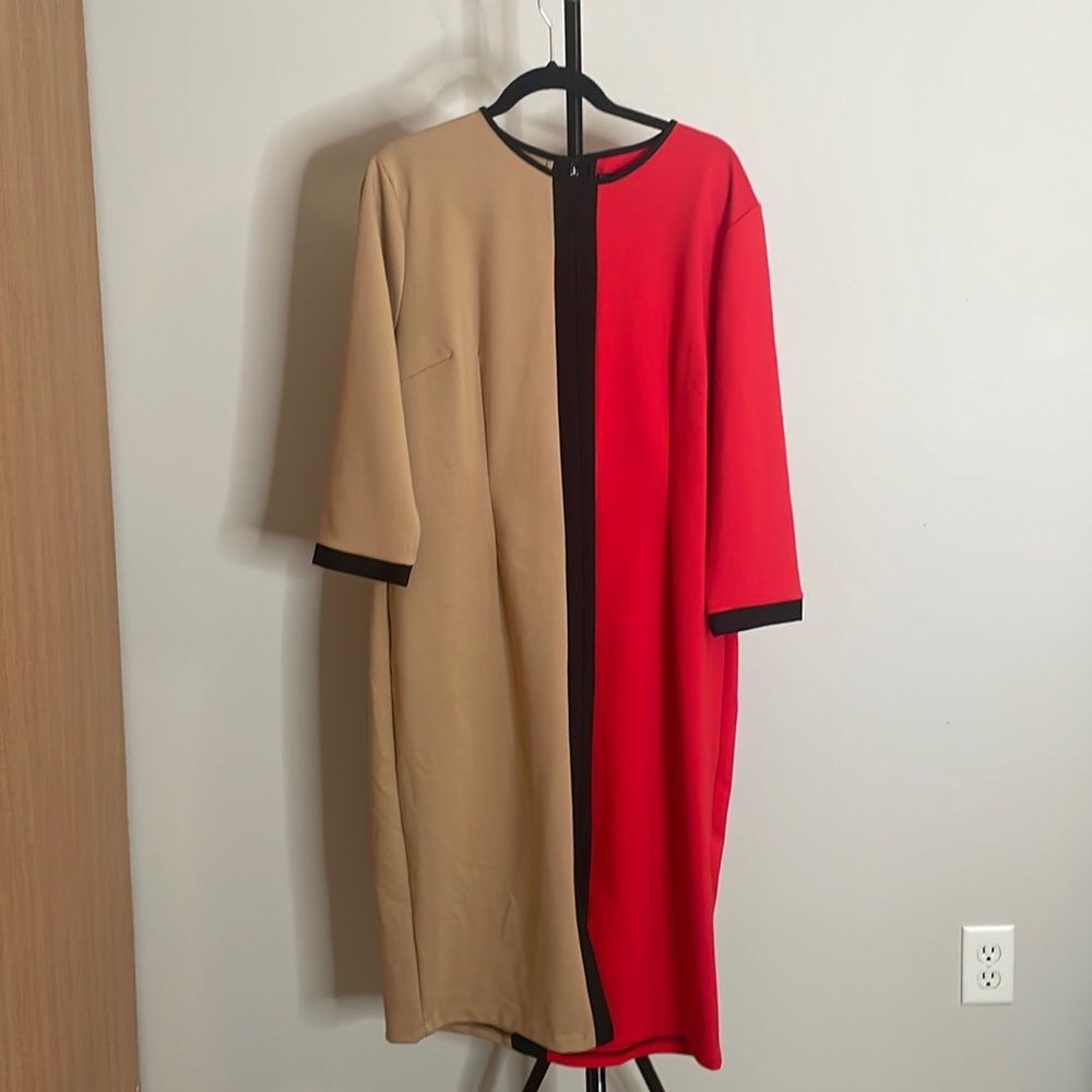 Plus Size Color blocked Dress | Midi length | XXL